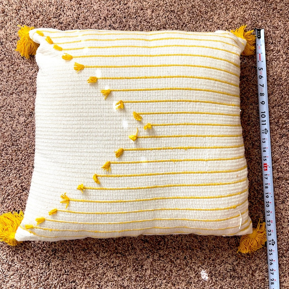 Decorative Euro style pillows lightly used. Cream and mustard colors.